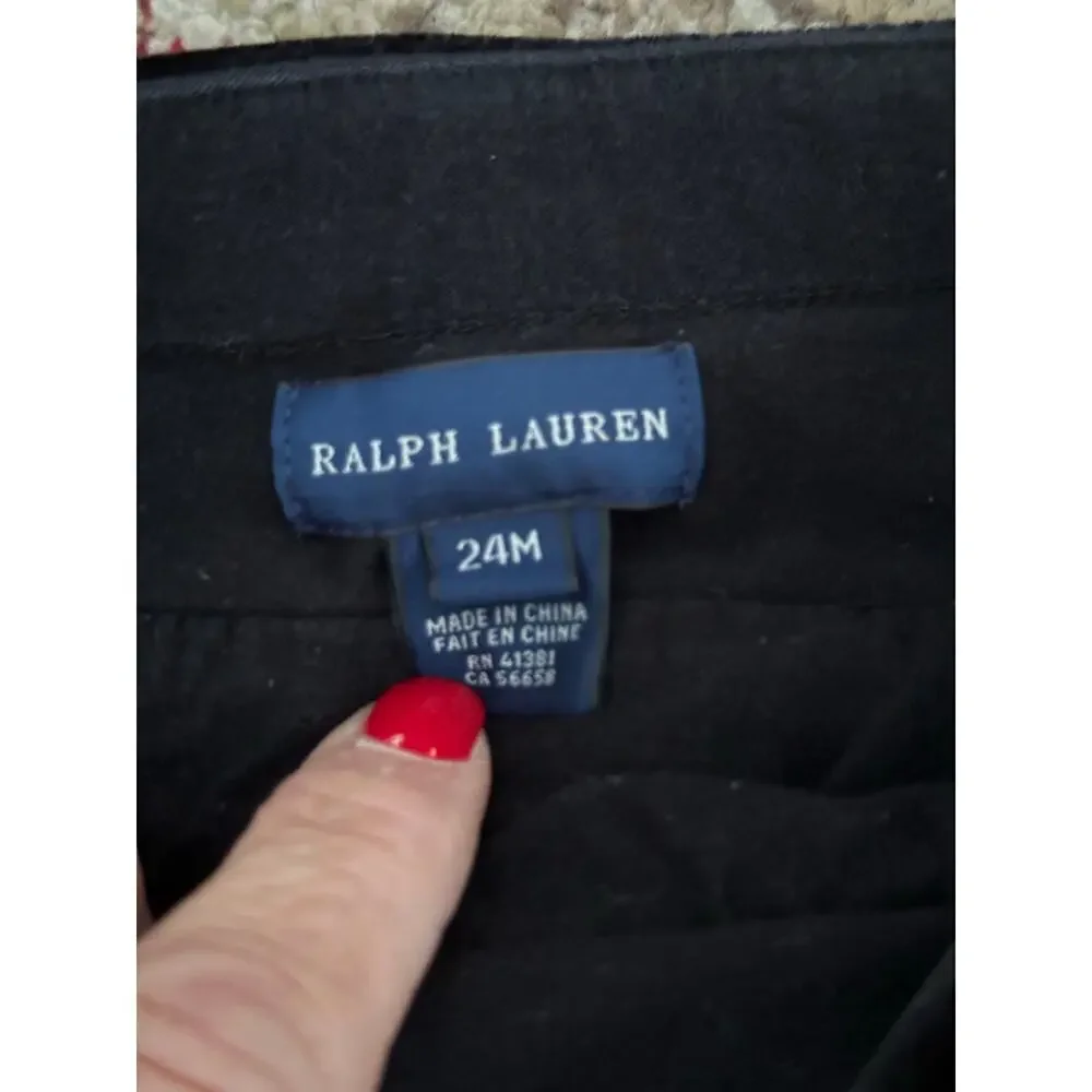 Ralph Lauren Kids Black Velvet Pull On Mini Skirt Size 24M